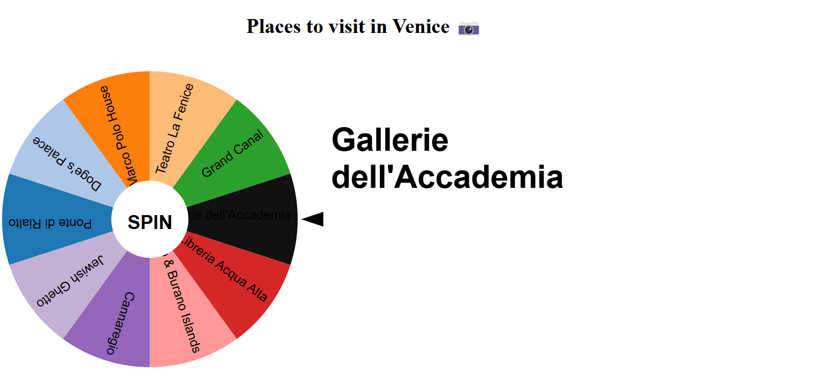 Choose a place to visit
